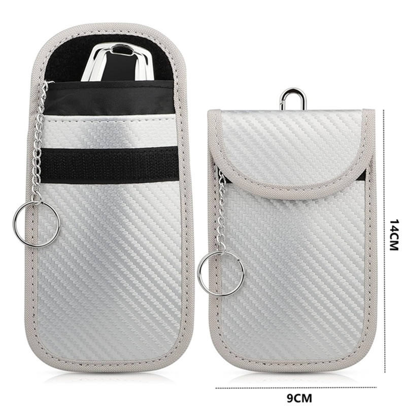 Carbon Fiber Keyless Go Protection Bag - RFID Shielding Faraday Pouch for Car Key Fob